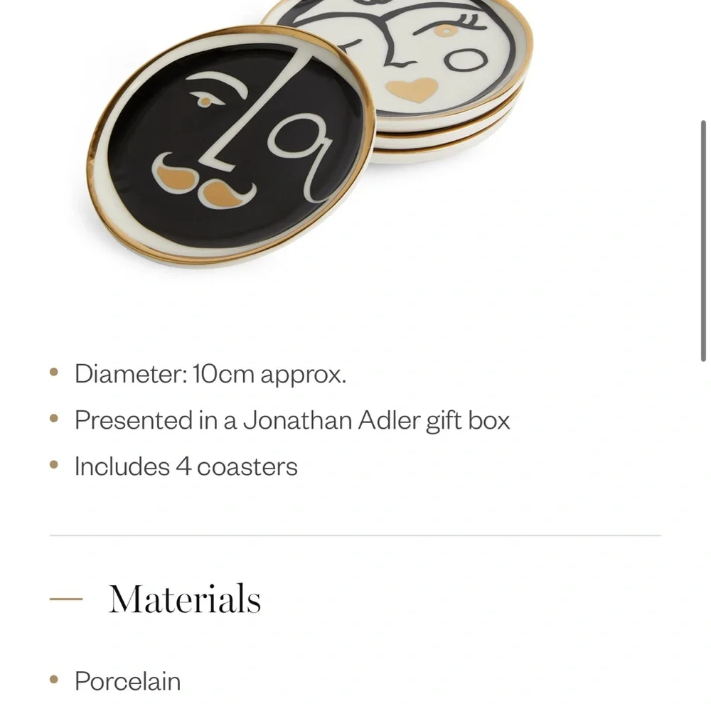 Jonathan Adler Marseilles Coasters Set of 4 Discontinued OS